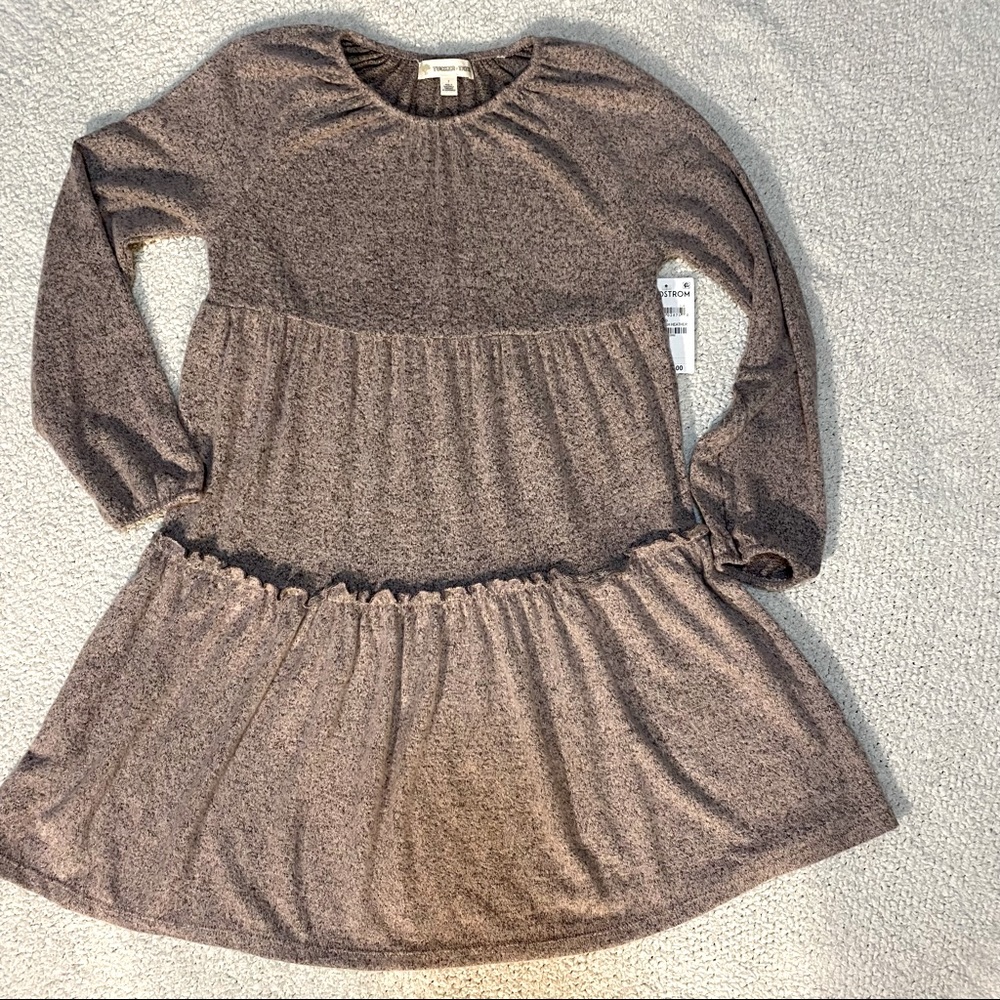 NWT Tucker + Tate Tiered Ruffle Long Sleeve Pink Heather Dress